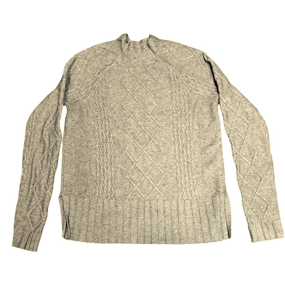 CYRUS Women's Knit Sweater Cable Knit Mock Neck Long‎ Sleeve Gray Size M